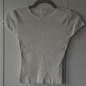 H&M White Short Sleeve Ribbed Tee